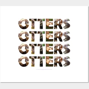 Otters Otters Otters - wildlife oil painting word art Posters and Art